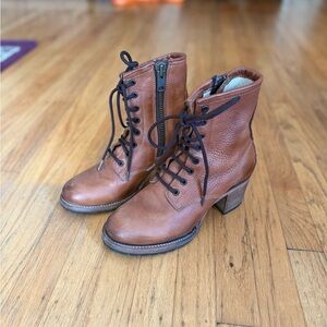 Freebird Tan Lace-Up Ankle Boots
